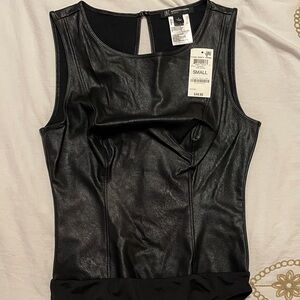 I•N•C Black Sleeveless bodysuit Top
